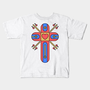 Christian cross and abstract design elements Kids T-Shirt